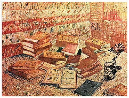 ArtPlaza TW91204 Van Gogh Vincent Still Life with French novels, and glass with Rose Decorative Panel, Wood MDF, Multicolour, 80x60 Cm