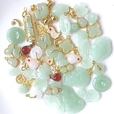SUKPSY 50Pcs Inlaid Alloy Imitation Jade Beads Accessories for DIY Jewelry Crafts Making,Assorted Shaped Spacer Charms Beads with Hole for DIY Necklace Bracelet Earrings Crafts Jewelry Making Kits