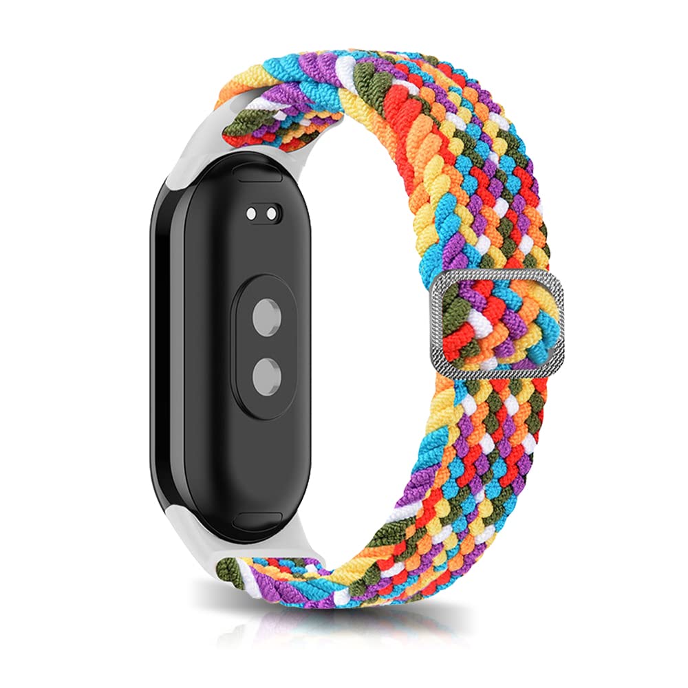 Niboow Strap Compatible with Xiaomi Smart Band 10/9 / 8, Men Women Adjustable Nylon Woven Elasticity Watch Bands Compatible with Xiaomi Mi Band 10/9 / 8 - Iridescent
