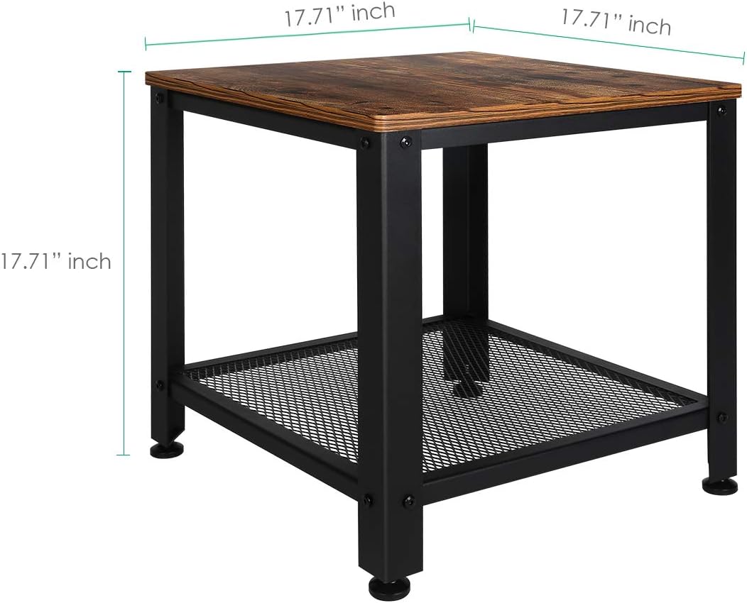 Tomcare End Table 2 Tier Side Table With Storage Shelf Small Tables Living Room Square Coffee Table Nightstand Metal Frame Bedside Table Multipurpose For Home Office Living Room Bedroom Furniture Home Kitchen