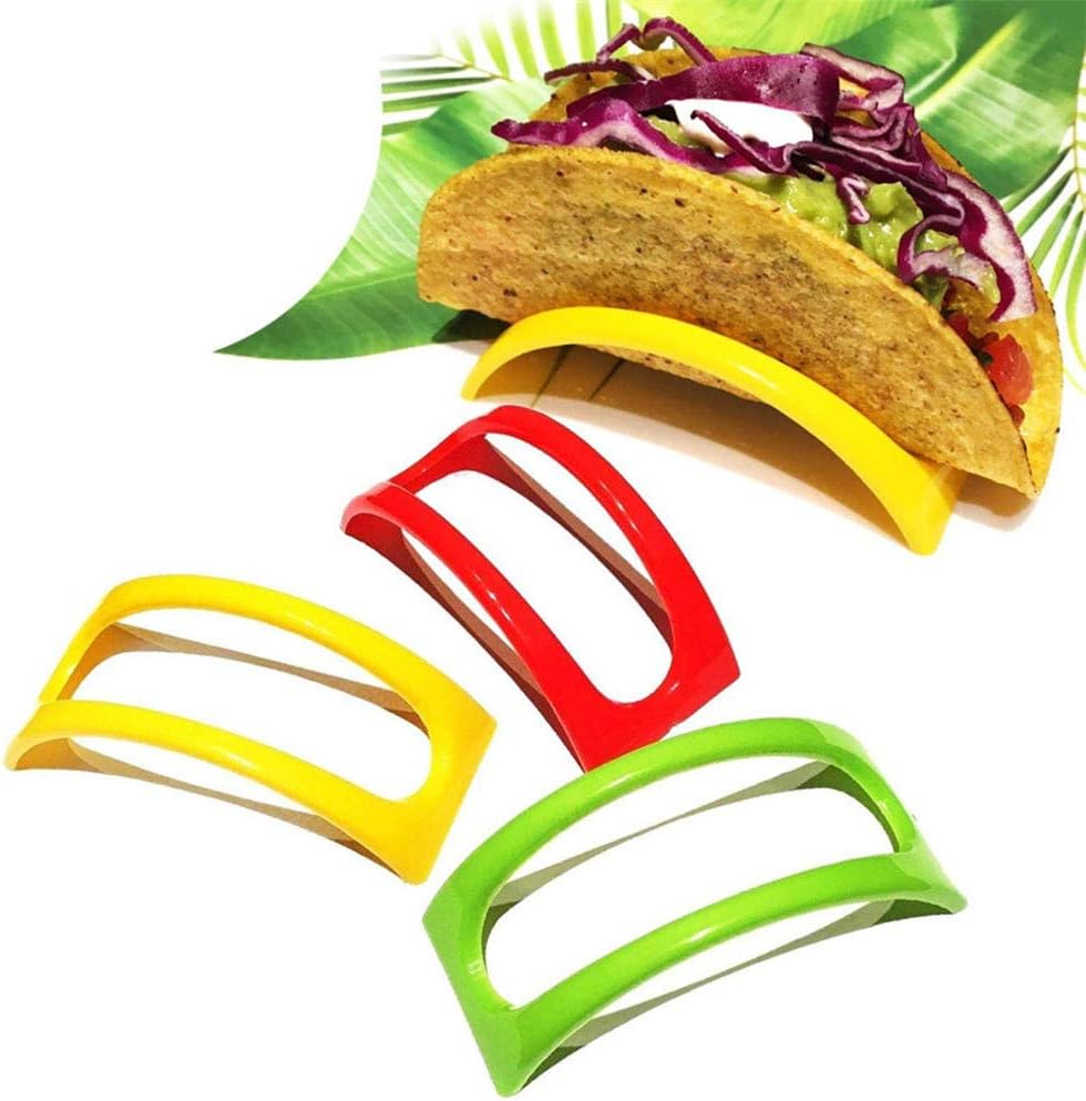 Taco Holders 12Pcs Colorful Plastic Taco Shell Holder Taco Stand Plate Protector Food Holder Kitchen Products Pancake Rack Stand Holds