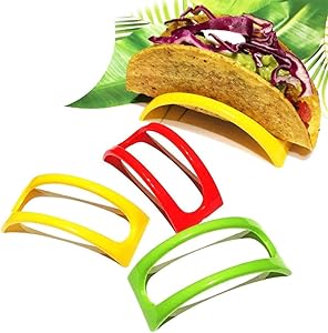 Taco Holders 12Pcs Colorful Plastic Taco Shell Holder Taco Stand Plate Protector Food Holder Kitchen Products Pancake Rack Stand Holds
