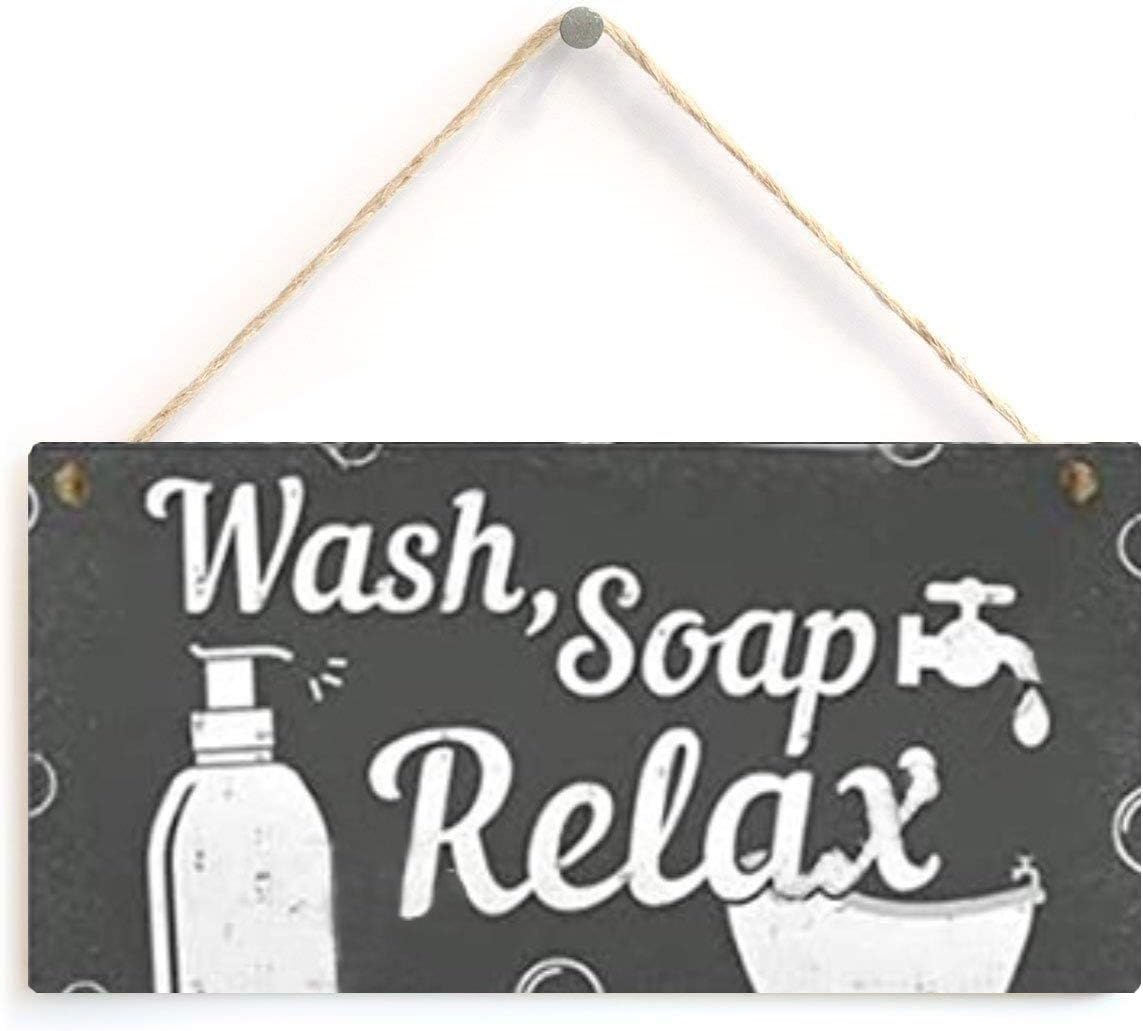 LWF Bathroom Sign, Bathroom Decor, Hanging Wood Sign with Jute Rope