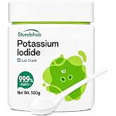 Sturelehub Potassium Iodide 100g, Fast-Acting Catalyst, Elephant Toothpaste | 99.9% Purity, Lab Grade, Blends Easily, Water Soluble, Scoop Included, Catalyst, Lab Teaching, Water Treatment, Optics