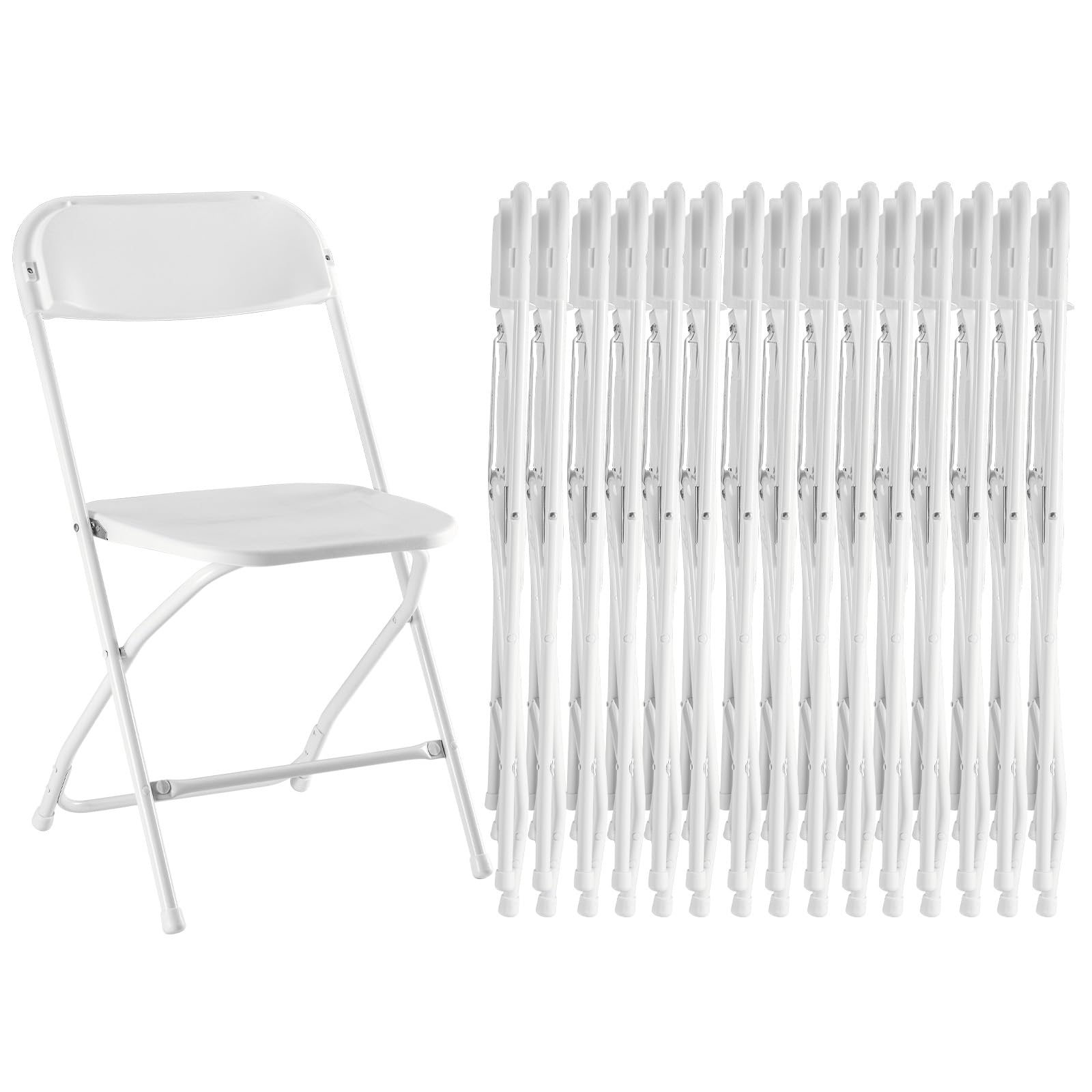 Photo 1 of Sweetcrispy Folding Chair 16 Pack, Plastic Foldable Chairs with 330-Pound Capacity, Sturdy Metal Portable Chair, Easy to Use and Store, Outdoor and Indoor, for Home, Office, Party, Comfy, White
