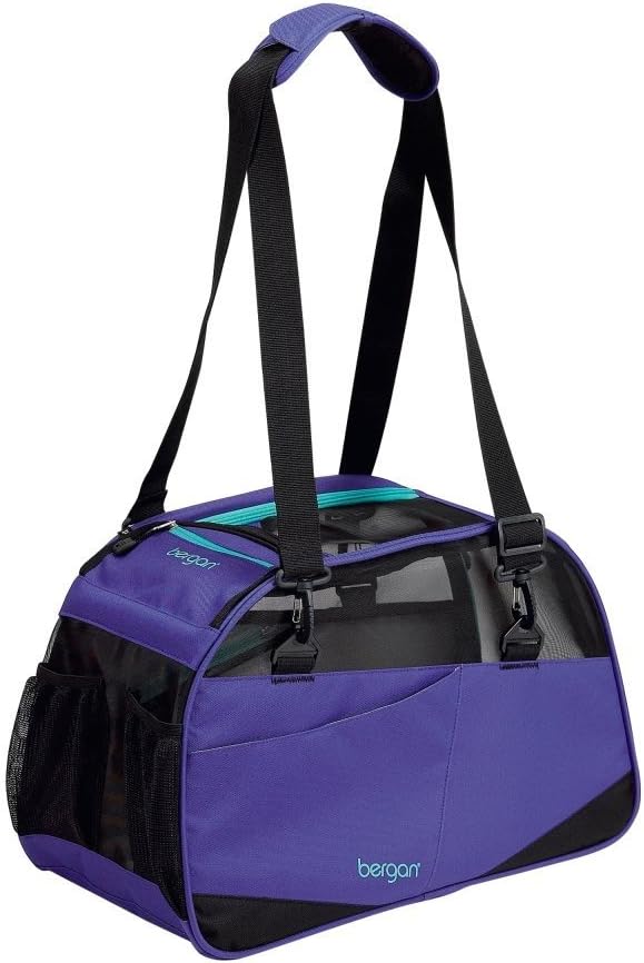Airline Compatible Pet Travel Bag - Bergan Voyager Dog and Cat Carrier - Size Medium/Large - Purple