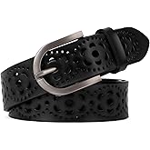 JASGOOD Hollow Genuine Leather Belt for Women Ladies Belt for Jeans Pants Casual Waist Belt