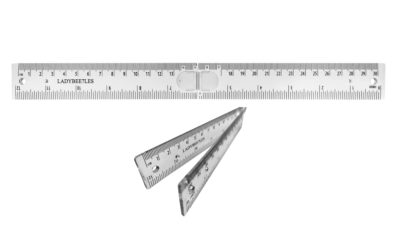Photo 1 of LADYBEE7LES Innovative Design Folding Ruler Pack/1, unfolds to a Length of 30cm (12"), When Folded, it conveniently Reduces to a Compact Size of 15cm(6 "), Clear Ruler 12", Portable and Easy to Carry