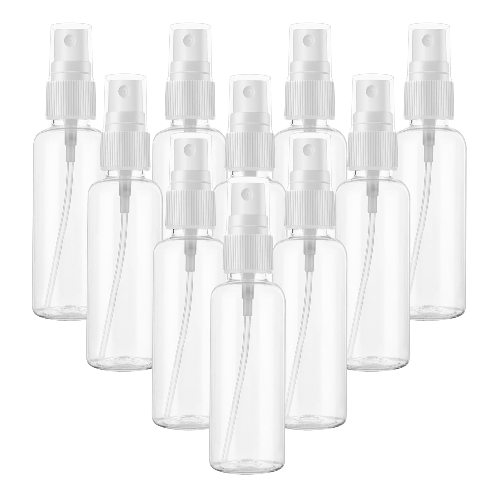 Hydior Small Clear Travel Spray Bottle 2 oz, Mini Empty Fine Mist Plastic Spray Bottles Set of 10