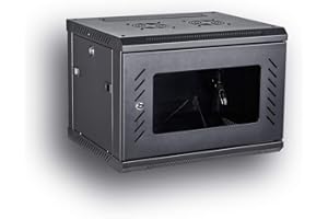 Kenuco 6U Wall Mount Rack Server Cabinet Data Network Enclosure 19-Inch Server Network Rack With Locking Glass Door 16-Inches