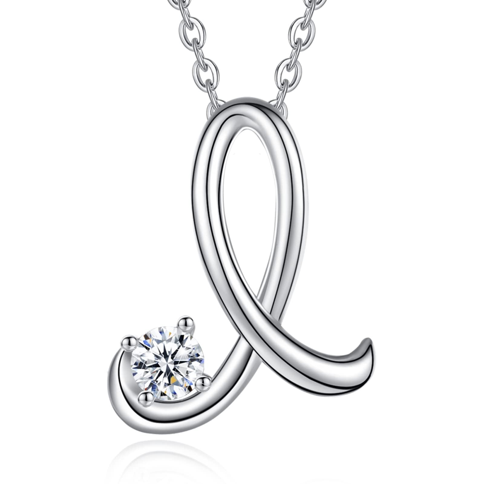Eusense Initial I Necklace Letter Pendant Silver 925 Alphabet Jewellery for Women