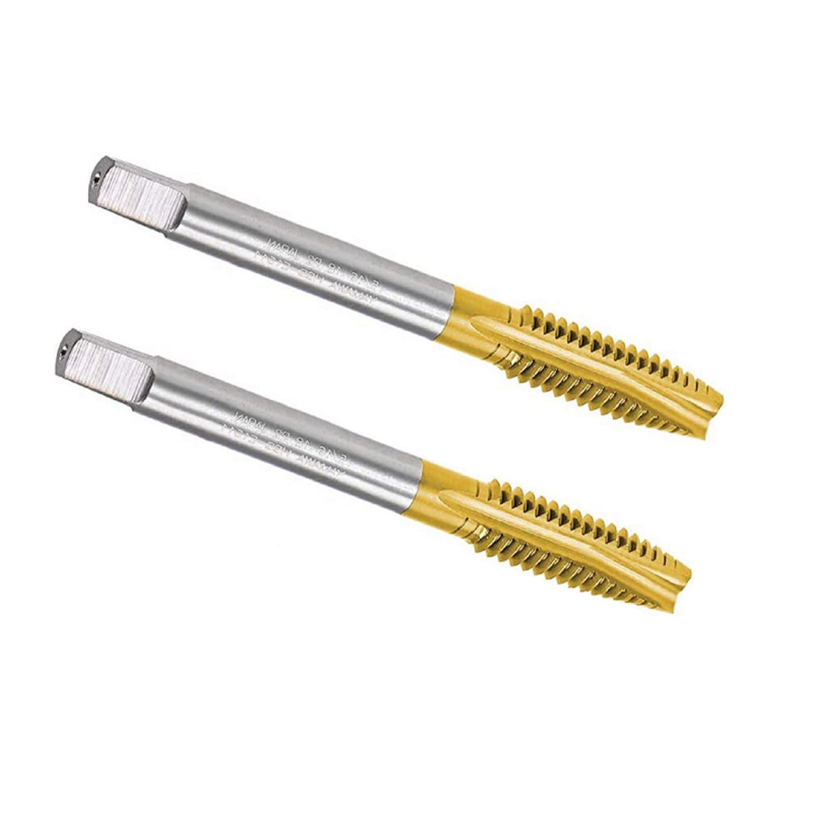 MACHSWON Spiral Point Plug Threading Tap for Drilling and Tapping Aluminum Die Steel Ordinary Steel Non-Ferrous Metals and Hard Plastics H2 3 Flutes HSS Metric Screw Taps UNC 5/16-18 2Pcs