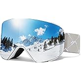 JQF Gear Ski Goggles Over Glasses Snow/Snowboard Goggles OTG Magnetic Full Revo for Men Women Adult UV Protection