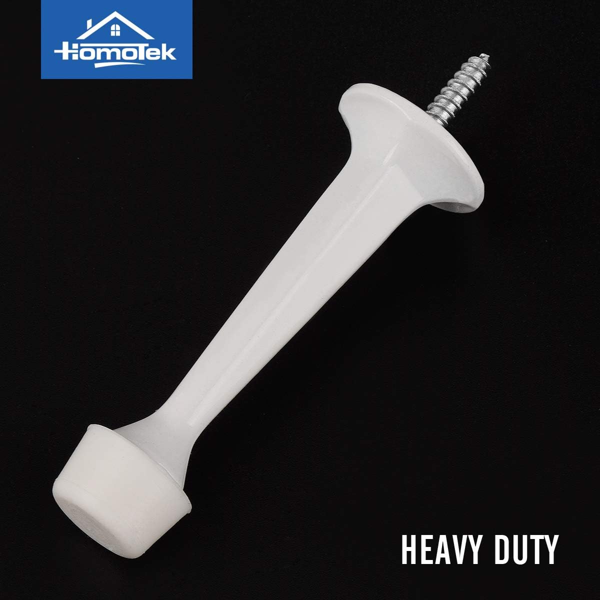 HOMOTEK 8 Pack Heavy Duty Solid Rigid Door Stop with Soft Rubber Tip, Zinc Die Cast Door Stopper Protect Wall & Door , White: Home Improvement