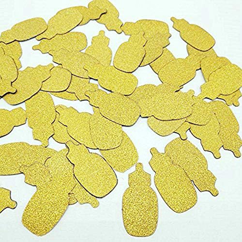 Hemarty 50pc Gold Baby Bottle Table Confetti Baby Shower Table Decor Confetti Table Scatter