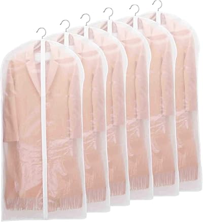 Niviy Garment Bags 60x140cm 6 Pack Dustproof Waterproof Moth-Proof Black Side