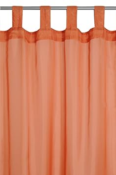 Gardine Vorhang Transparent Schlaufenschal in Orange 245x140 cm (Höhe x Breite) | Dekoschal Voile Uni - einfarbig | Schlaufe Fensterschal Store | Fertiggardine Gardinenschals mit Schlaufe Gardinen