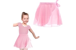 HaiFafafaing Ballet Wrap Skirt for Girls Short Chiffon Ballet Skirt Sheer Adjustable Dance Skirt for Toddler/Girls