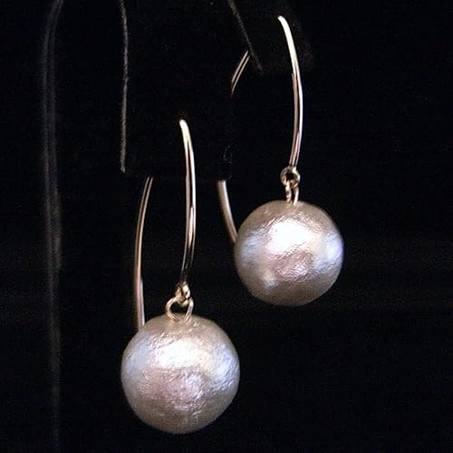 Amazon コットンパールピアス 大粒 12mm 綿真珠 シンプル 1粒 マーキース ワイヤーフック ピアス 14k ゴールド フィルド Goldfilled 14kgf ピアス 通販