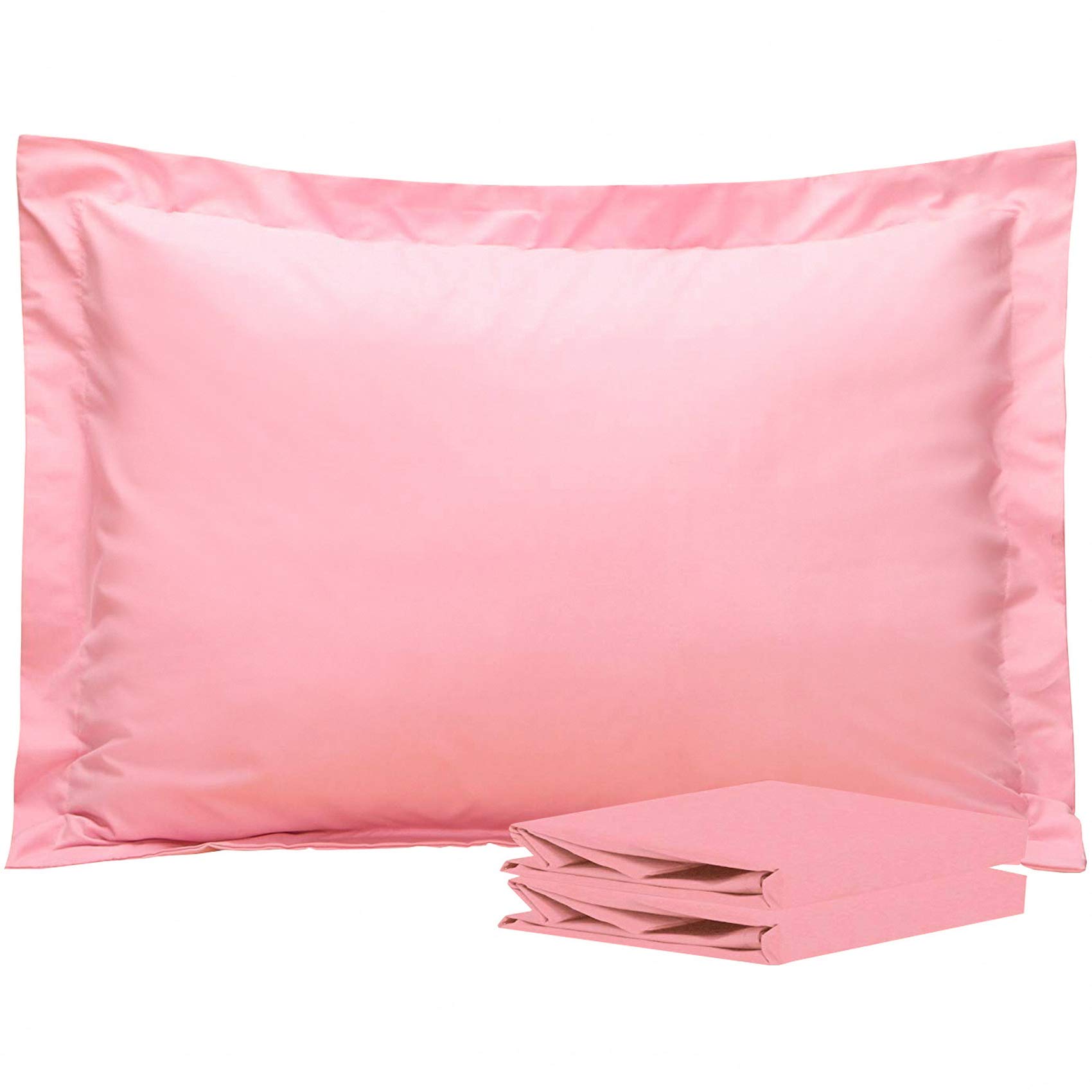 NTBAY 2 Pack 100% Brushed Microfiber Oxford Pillowcases, 1800 Super Soft and Cozy, Wrinkle, Fade, Stain Resistant Standard Oxford Pillow Cases | Hotel Quality Pillow Shams, 50x75 cm, Pink โ image 1