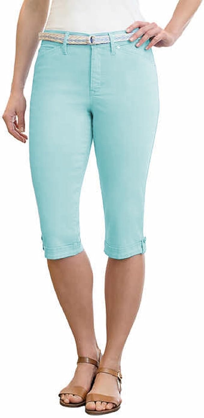 Gloria Vanderbilt Women's Lillian Belted Skimmer Capri (18W, Aqua Sky
