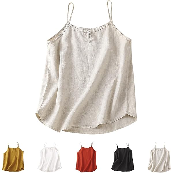 Amazon.com: Generic Women's Cotton Linen Camisole Tank Top