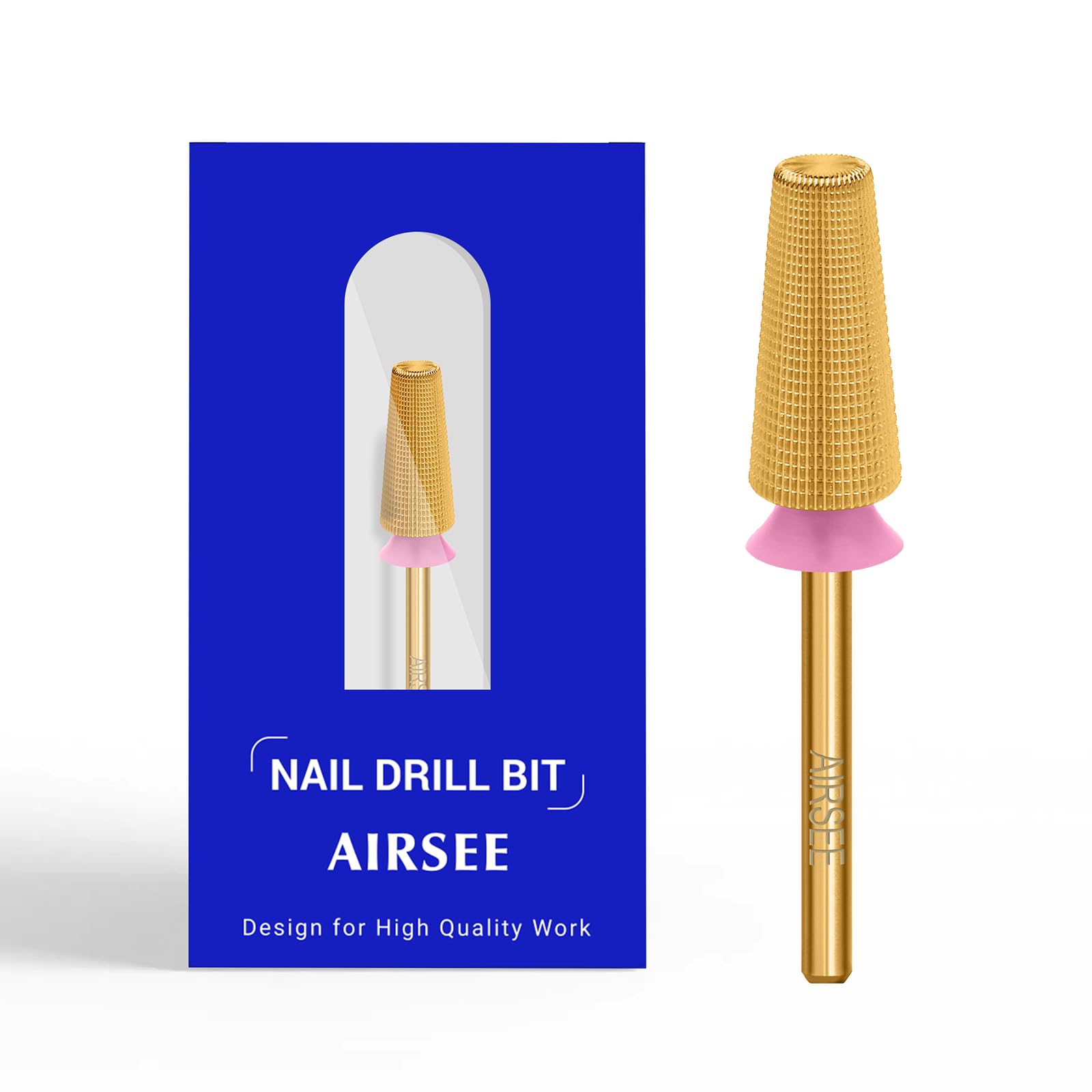 Photo 1 of AIRSEE Tungsten Carbide 5 in 1 Acrylic Nail Drill Bit Efile Electric File Machine Head Tip for Manicure Polishing Fast Remove Gel 3/32" Shank 2 Way Professional Tech Use Gold TiN 2X Fine-2XF+3XF+4XF