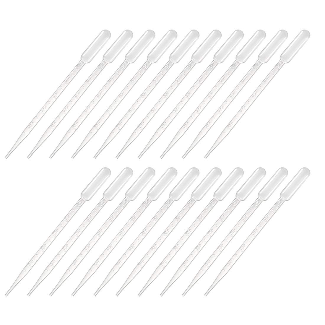 sourcing map 100 Pcs Plastic Disposable Pipettes 5ml, Clear Graduated Transfer Pipettes, 205mm Length, Liquid Dropper for Lab
