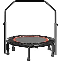 40"/48" Foldable Mini Trampoline for Adults Kids Silent Fitness Trampolines with Adjustable Handrail, Exercise Trampoline