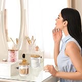 Hwtcjx 2 Pcs Cotton Pad Holder PS Material with Wooden Cover Storage Box view 8