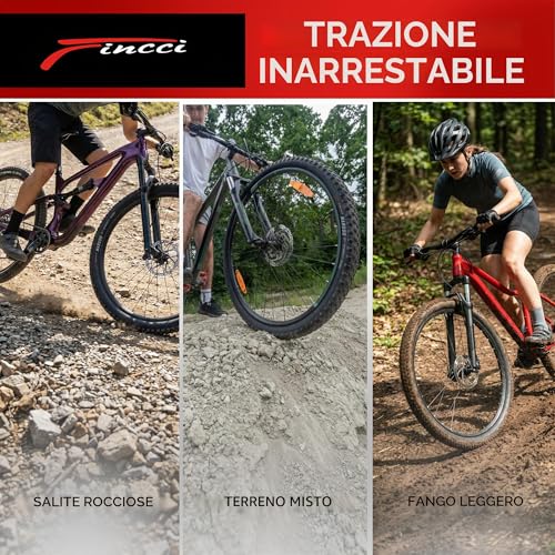 Fincci Bici Copertoni MTB 29 x 2.1 - Set di Nero Pneumatici Pieghevoli 29" con Protezione Antiforatura 1 mm e 2 Camere d'aria 52-622 - Imballaggio Gomme 29" per Gravel & Mountain & E bike