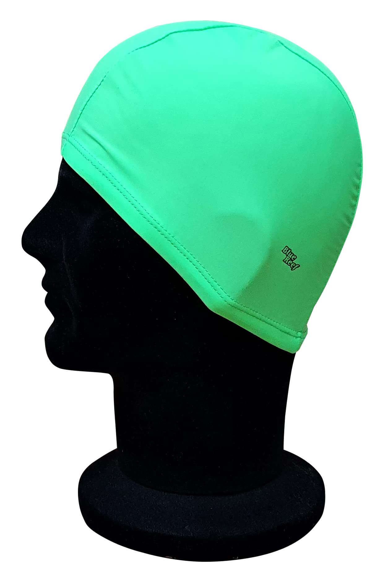 Blue Reef Elasticated Spandex Stretchy Anti Tear Easy Fit Plain Non Waterproof Deluxe Pull On Swimming Hat Swim Cap One Size Suitable For All Ages 3+ Years (Green)
