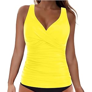Tankini Swim Tops for Women 2026 Underwire Tankini Top Push Up Swimsuit Support Tummy Control Bathing Suit No Bottom