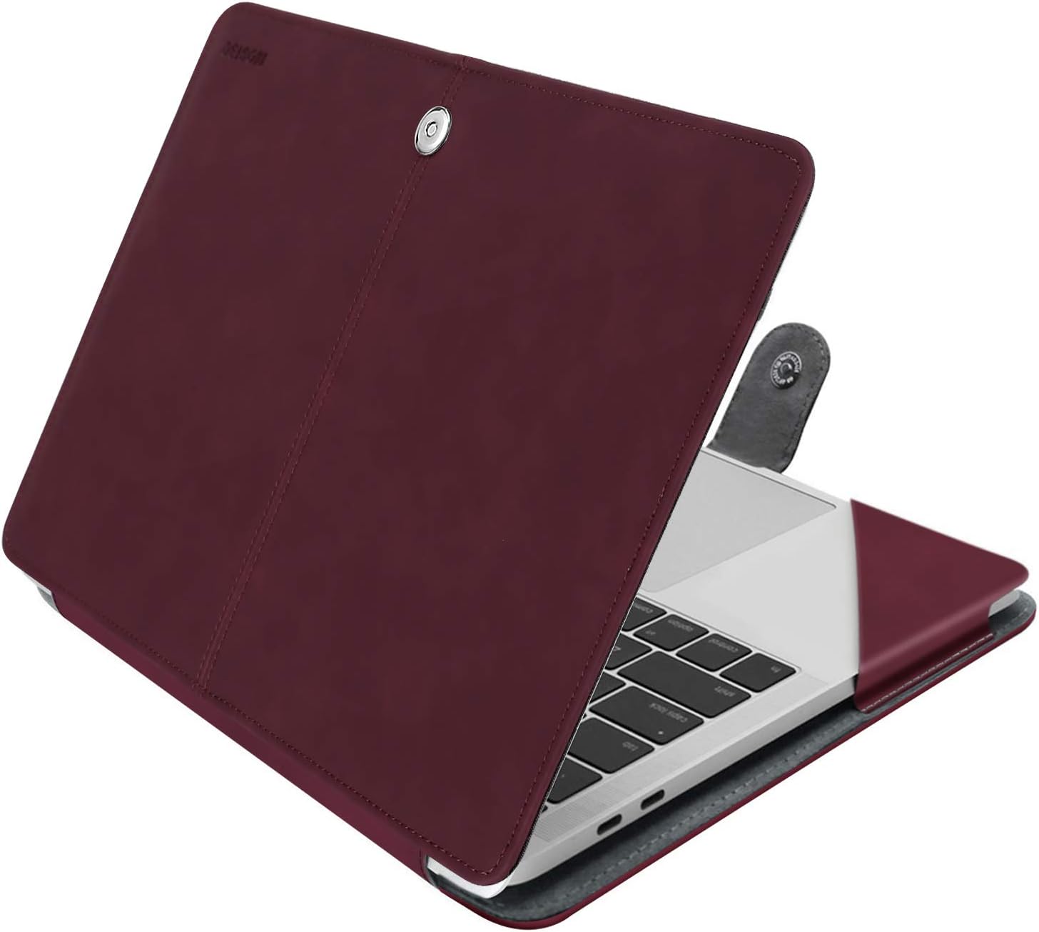 MOSISO MacBook Air 13 inch Case, Premium PU Leather Case Book Folio Protective Stand Cover Sleeve Compatible with MacBook Air 13 inch A1466 / A1369 (Older Version Release 2010-2017), Claret Red