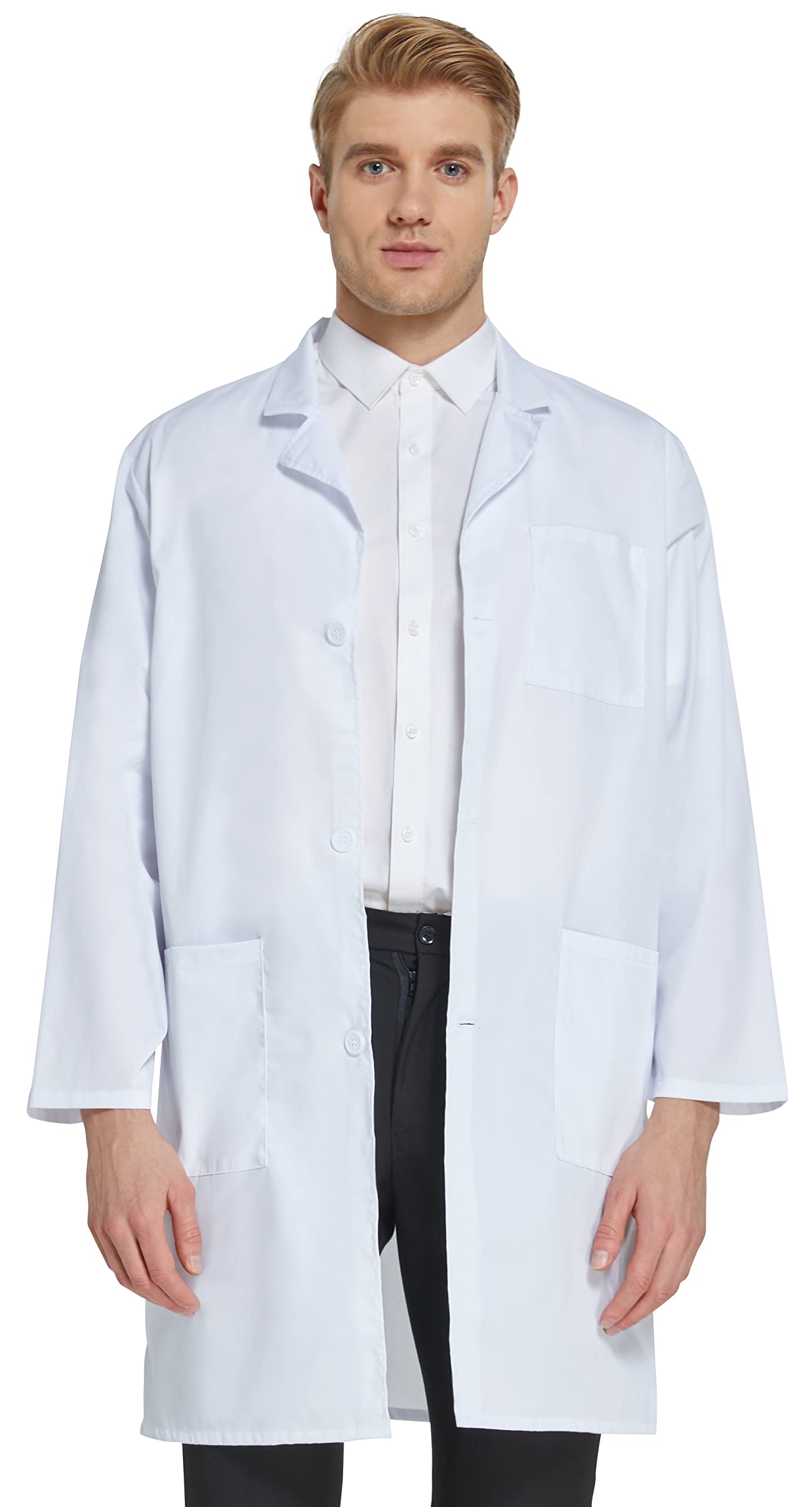 VOGRYE Professional Lab Coat for Men Women Long Sleeve, White, Unisex
