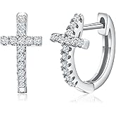 DAYBYDAY Huggie Earrings for Women 925 Sterling Silver Cubic Zirconia Gemstone Small Hoop Earrings, Leaf/Butterfly Cross/Huggie Hoop Earrings Anniversary Birthday Valentines Jewelry
