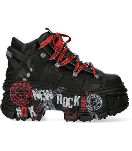 Amazon.com | New Rock Boots WALL106-C9 Unisex Metallic Black