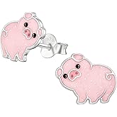 Pig 925 Sterling Silver Stud Earrings, Tiny Animal Farm Jewelry