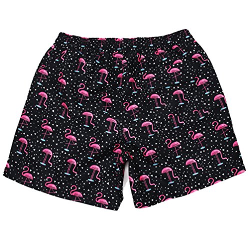 WUAMBO Men's Lightweight Quick Dry Shorts Slim Fit Swim Trunks with Mesh Lining, Flamingo/Black, X-Large (Waist:32"-35")