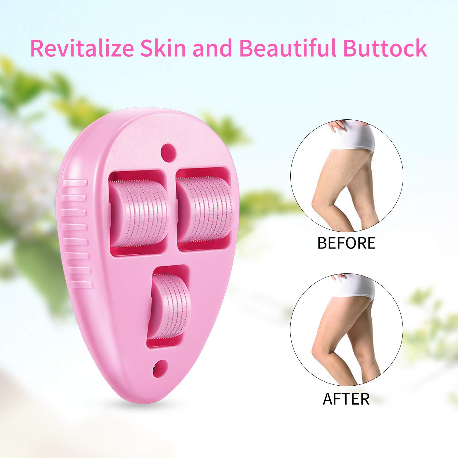 Derma Roller 0.3mm for Body Mouse Roller Microneedling, Beautlinks 3 Microneedle Rollers Combined Mouse Roller for Body, Includes Storage Case (Pink)
