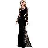 YDDSPDN Mother of The Bride Dresses Floor Length Jewel Neck Long Sleeves Lace Mermaid Wedding Guest Formal Dresses