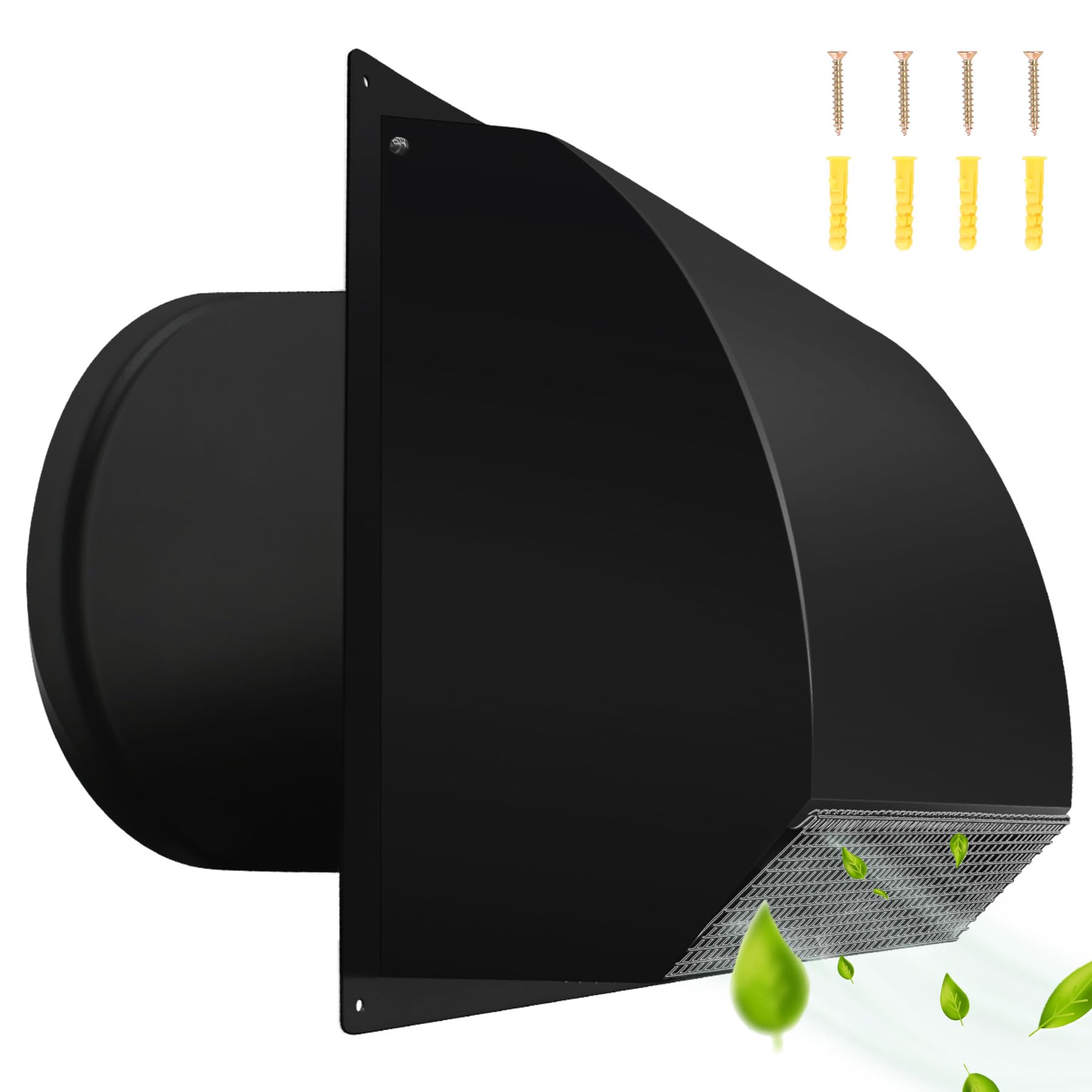 Photo 1 of 10 Inch Steel Hooded Wall Vent with Screen,Arc-Shaped Wall Vent for Ventilation and Exhaust,Suit for Residential Housing and Industrial Facilities,Black