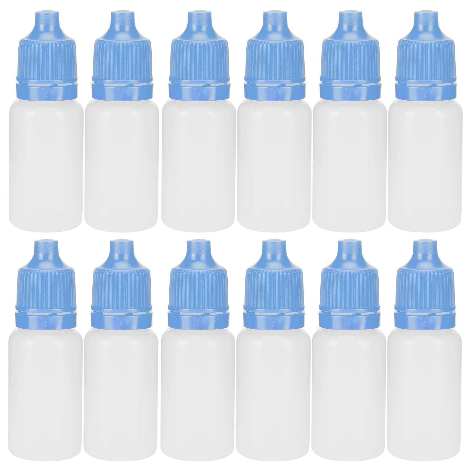 HERCHR 50Pcs 10ml Squeezable Dropper Bottles, White Translucent Plastic Eye Liquid Empty Dropper with Plugs & Tamper Evident Screw Top