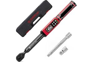 SUERCUP 3/8-inch Digital Torque Wrench(1.5-99.6Ft.Lb/2-135Nm) ±1% Accuracy Digital Torque Wrench with Vibration, Buzzer,LED Notification and Five Units of Measure, for Motorcycle, Auto Repair