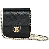 WHAT GOES AROUND COMES AROUND Women's Pre-Loved Chanel Black Lambskin Chic Pearl Chain Flap Shoulder Bag