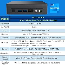 Intel NUC 11, NUC11ATKC4 Atlas Canyon Win11 Pro