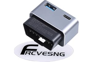 FRCVESNG Car OBD Power Adapter, OBD Male to Type-C USB Female Charger DC12‑24V OBD Car Charger for Mobile Phones, Dash Camera