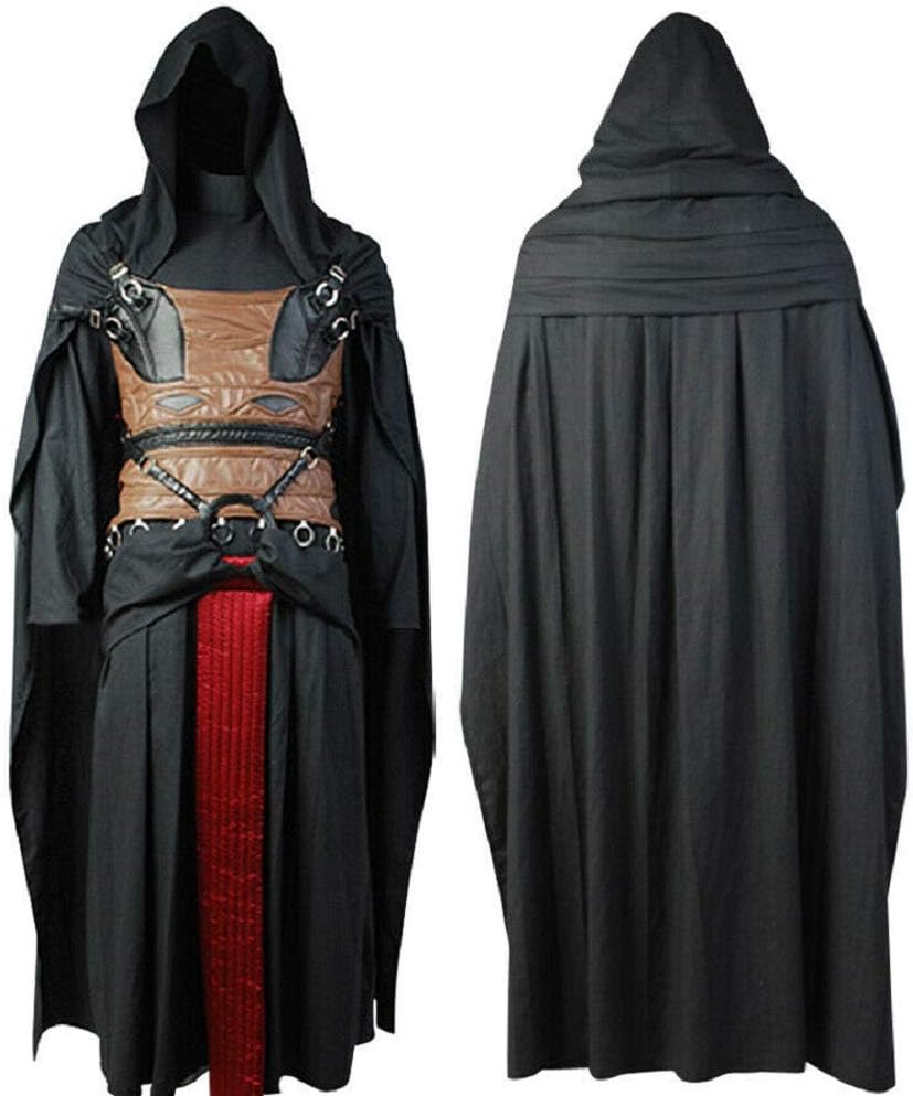 Cosplaybar Mens Darth Revan Tunic Hooded Robe Uniform Outfit Halloween Cosplay Costume