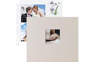 1DOT2 12x12 Inch Large 3 Ring DIY Scrapbook Photo Album with 40 Plastic Sleeves 80 White Pages Linen Cover Blank Scrapbooks, 12 x 12 Scrap Book Albums for Baby Travel Wedding Graduation kids (Beige)
