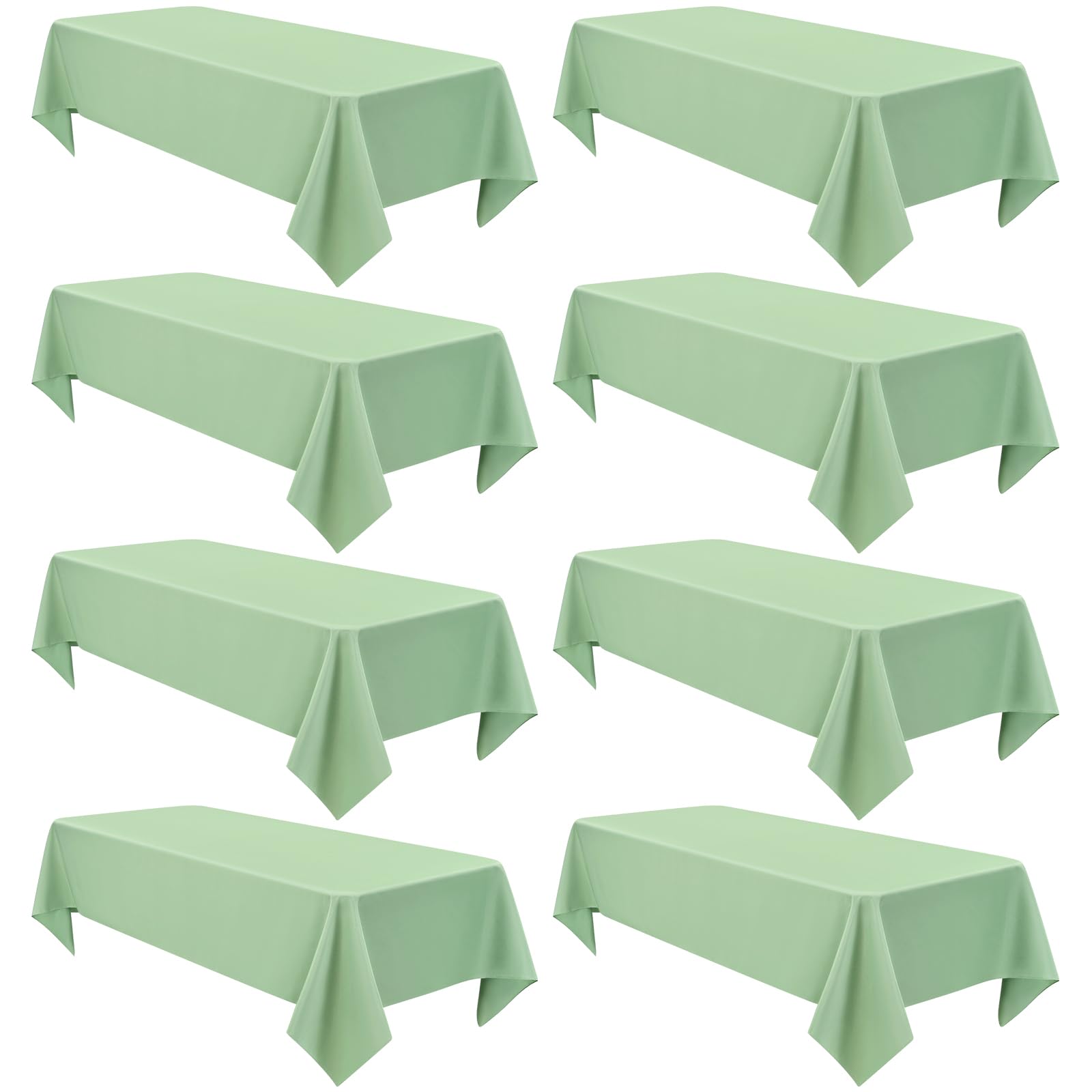 8 Pack Sage Green Polyester Tablecloth 60 x 102 inch Rectangle Table Cloth for 6 FT Tables,Washable Fabric Stain and Wrinkle Resistant Table Cover for Wedding Parties Banquet St. Patrick's Day Image